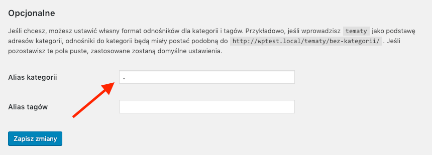 Ukryj słowo "category" w adresach URL.